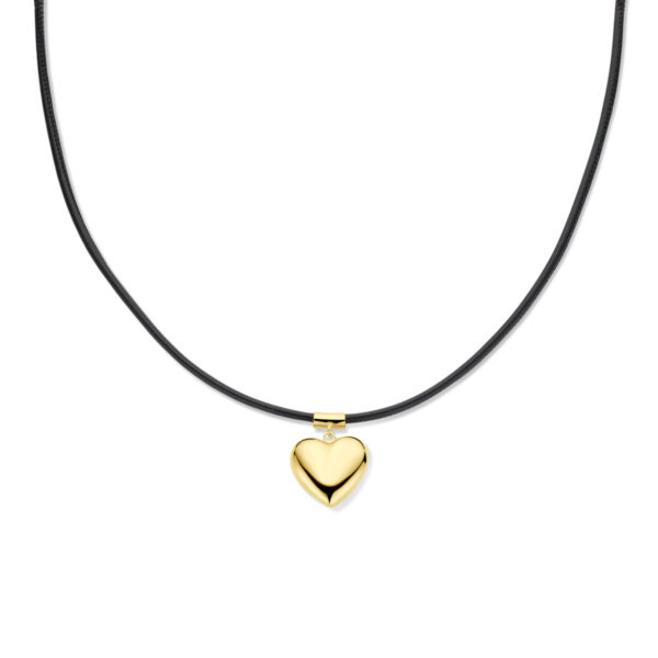 collier hart 38 + 6 cm 3 micron zilver verguld (met rubber/nylon/etc)