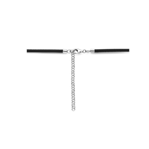 collier hart 38 + 6 cm zilver gerhodineerd met rubber/nylon/leer - Afbeelding 3
