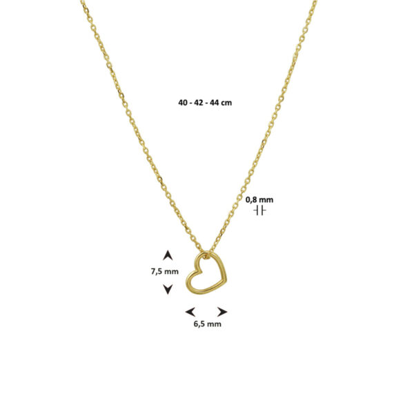 collier hart 40 - 42 - 44 cm 14K geelgoud - Afbeelding 3