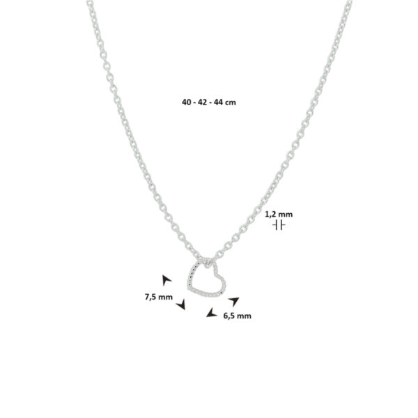 collier hart 40 - 42 - 44 cm zilver gerhodineerd - Afbeelding 4