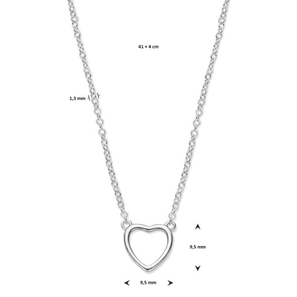 collier hart 41 + 4 cm zilver gerhodineerd - Afbeelding 3