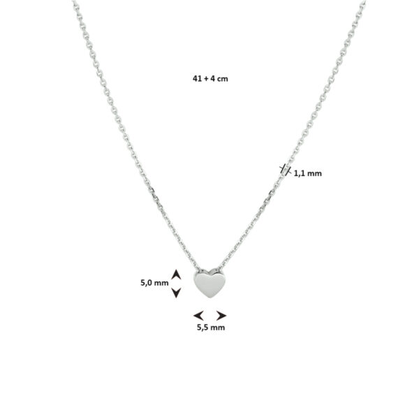 collier hart 41 + 4 cm zilver gerhodineerd - Afbeelding 3