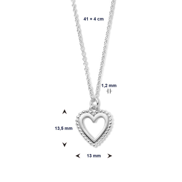 collier hart 41 + 4 cm zilver gerhodineerd - Afbeelding 4