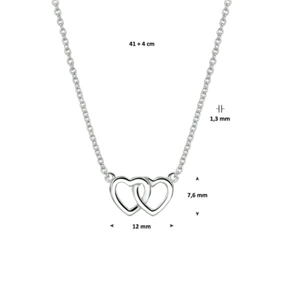 collier hart 41 + 4 cm zilver gerhodineerd - Afbeelding 4