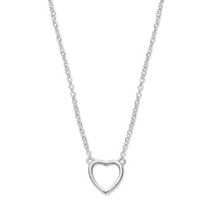 collier hart 41 + 4 cm zilver gerhodineerd
