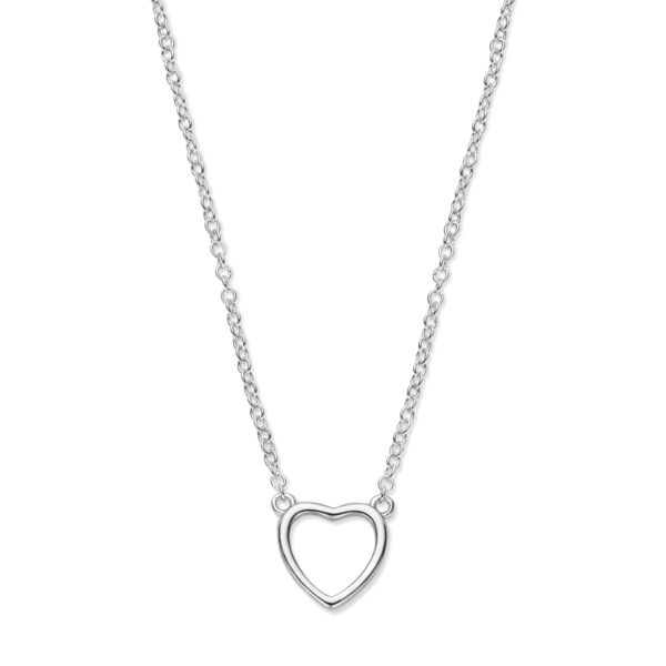 collier hart 41 + 4 cm zilver gerhodineerd
