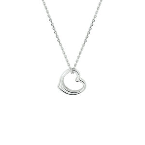 collier hart 41 + 4 cm zilver gerhodineerd