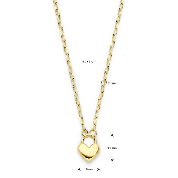 collier hart 41 + 5 cm 3 micron zilver verguld (geel) - Afbeelding 4