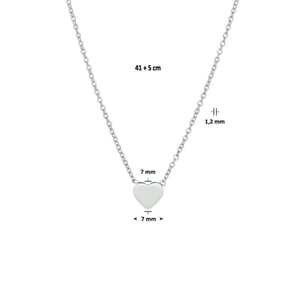 collier hart 41 + 5 cm zilver gerhodineerd - Afbeelding 3