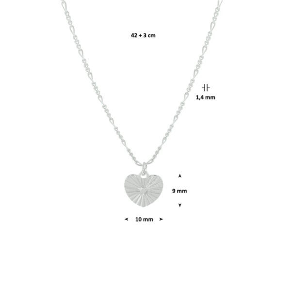 collier hart 42 + 3 cm zilver gerhodineerd - Afbeelding 2