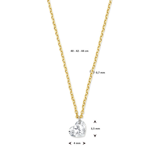 collier hart diamant  40 – 42 – 44 cm 0.20ct g si 18K geelgoud - Afbeelding 4