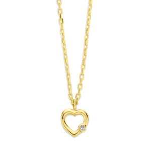 collier hart en diamant 0.01ct h si 41 - 43 cm 14K geelgoud