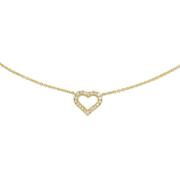 collier hart en diamant 0.09ct h p1 0,9mm 40-44cm 14K geelgoud