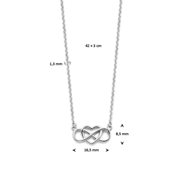 collier hart en infinity 42 + 3 cm zilver gerhodineerd - Afbeelding 4