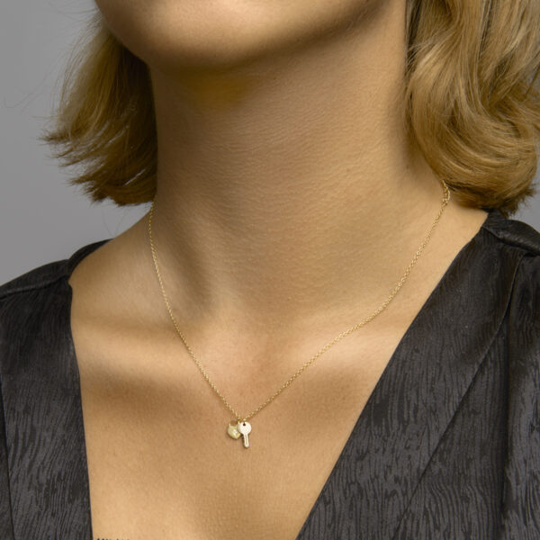 collier hart en sleutel 41 + 4 cm zilver verguld (geel) - Afbeelding 2