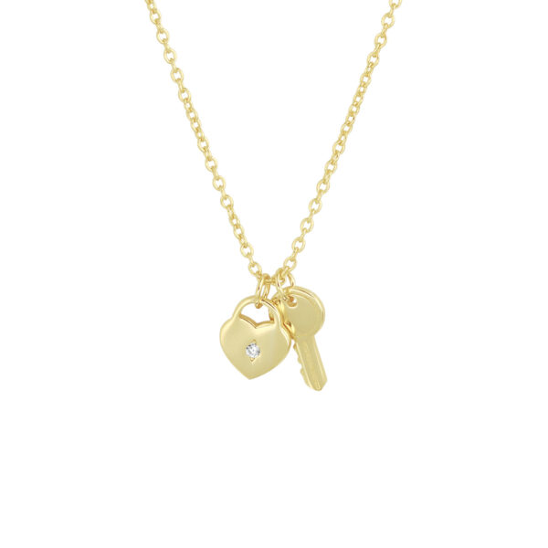 collier hart en sleutel 41 + 4 cm zilver verguld (geel)