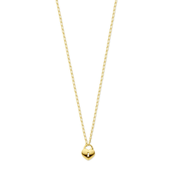 collier hart en slot 41 + 4 cm 3 micron zilver verguld (geel)