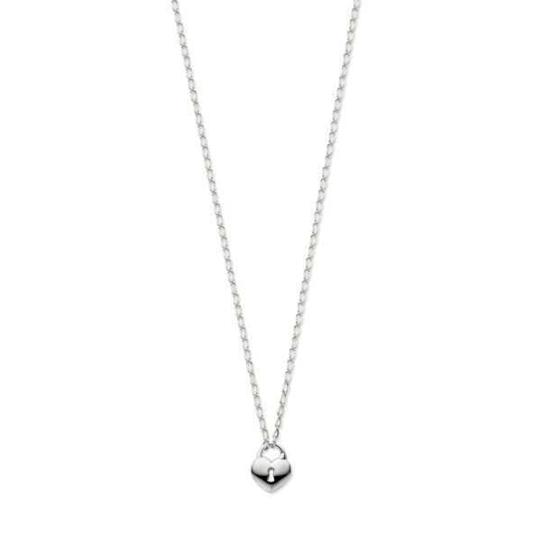 collier hart en slot 41 + 4 cm zilver gerhodineerd