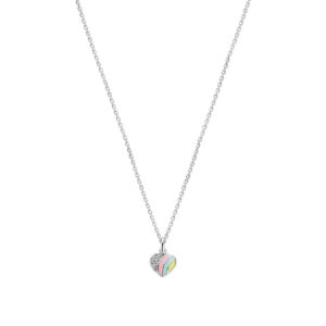collier hart en zirkonia 36 + 4 cm zilver gerhodineerd