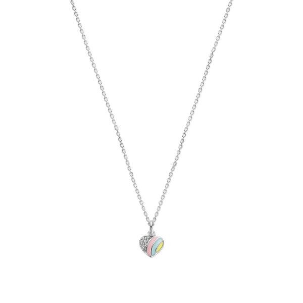 collier hart en zirkonia 36 + 4 cm zilver gerhodineerd