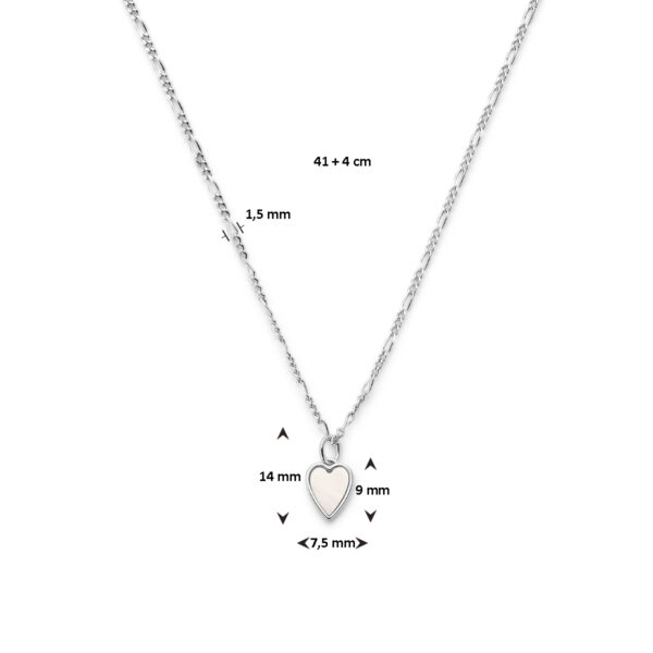 collier hart parelmoer 41 + 4 cm zilver gerhodineerd - Afbeelding 4