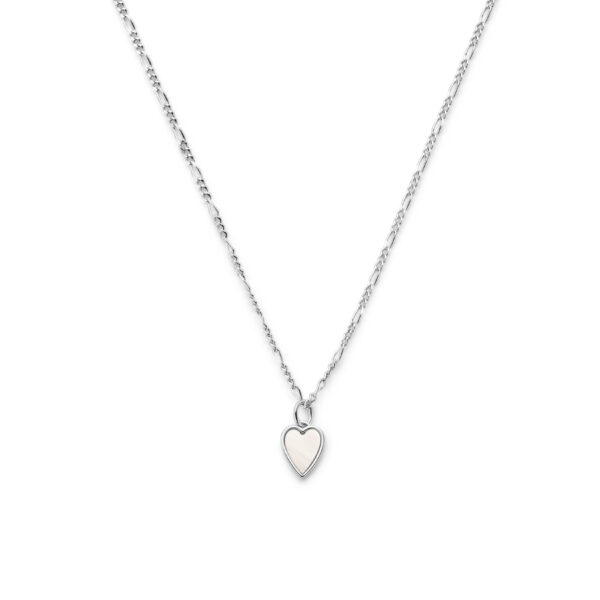 collier hart parelmoer 41 + 4 cm zilver gerhodineerd