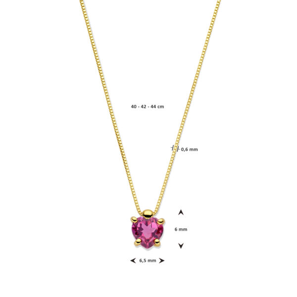 collier hart rhodoliet 40 - 42 - 44 cm 14K geelgoud - Afbeelding 4