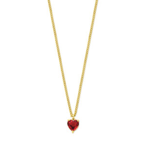 collier hart rood zirkonia 45 + 5 cm 3 micron zilver verguld (geel)