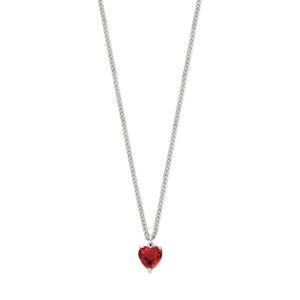 collier hart rood zirkonia 45 + 5 cm zilver gerhodineerd