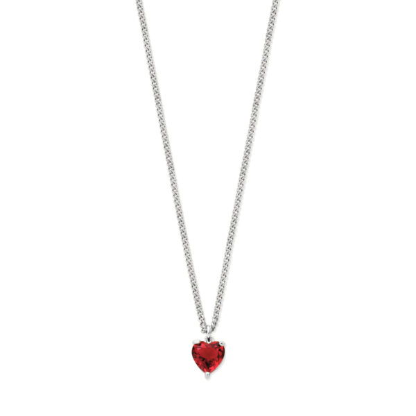 collier hart rood zirkonia 45 + 5 cm zilver gerhodineerd