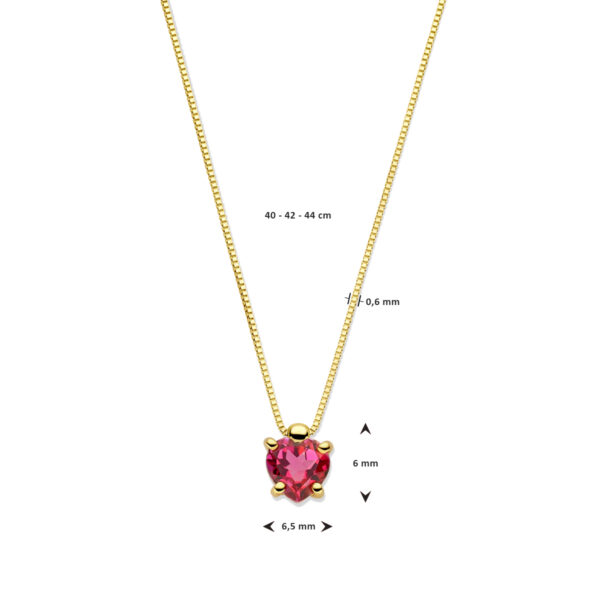 collier hart roze topaas 40 - 42 - 44 cm 14K geelgoud - Afbeelding 4