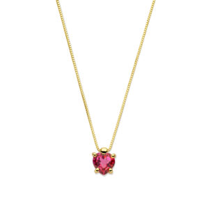 collier hart roze topaas 40 - 42 - 44 cm 14K geelgoud