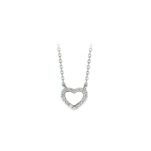 collier hart zirkonia 1,0 mm 40 + 4 cm zilver gerhodineerd