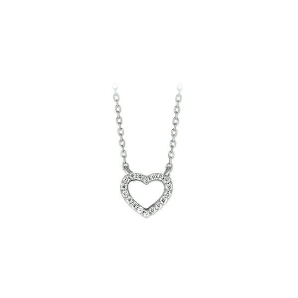 collier hart zirkonia 1,0 mm 40 + 4 cm zilver gerhodineerd