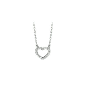 collier hart zirkonia 1,0 mm 40 + 4 cm zilver gerhodineerd