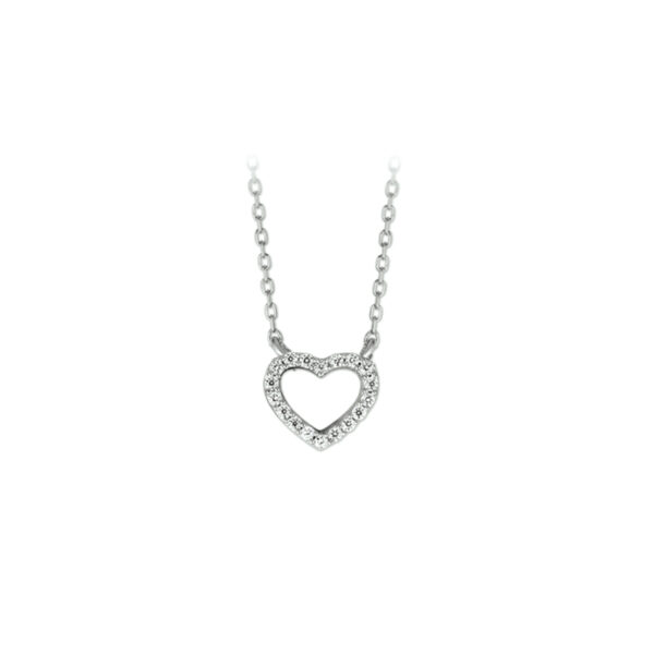 collier hart zirkonia 1,0 mm 40 + 4 cm zilver gerhodineerd