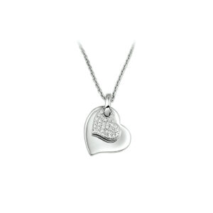 collier hart zirkonia 1,3 mm 41 + 4 cm zilver gerhodineerd