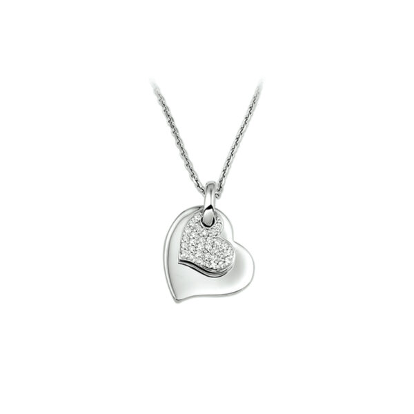 collier hart zirkonia 1,3 mm 41 + 4 cm zilver gerhodineerd