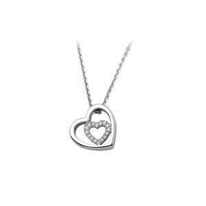 collier hart zirkonia 1,3 mm 41 + 4 cm zilver gerhodineerd
