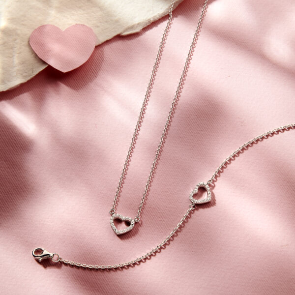 collier hart zirkonia 40 + 4 cm zilver gerhodineerd - Afbeelding 4