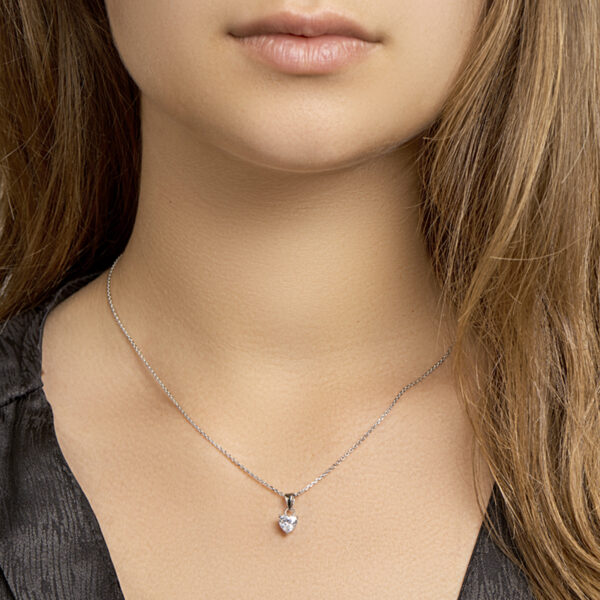 collier hart zirkonia 41 + 4 cm zilver gerhodineerd - Afbeelding 2