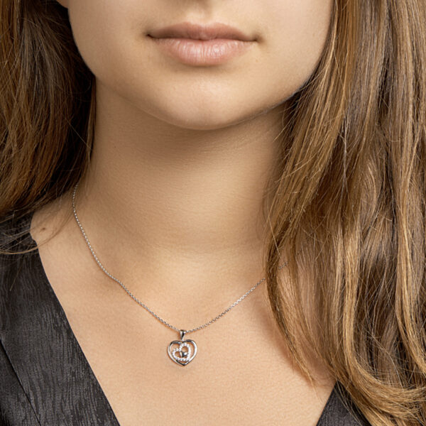 collier hart zirkonia 41 + 4 cm zilver gerhodineerd - Afbeelding 2