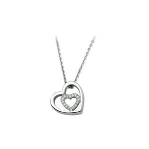 collier hart zirkonia 41 + 4 cm zilver gerhodineerd
