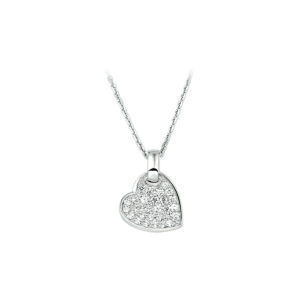 collier hart zirkonia 41 + 4 cm zilver gerhodineerd