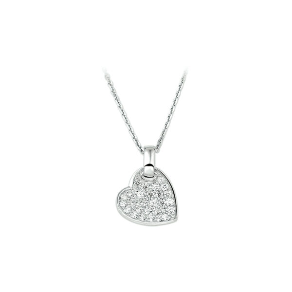 collier hart zirkonia 41 + 4 cm zilver gerhodineerd