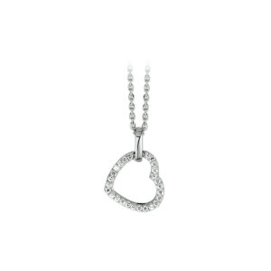 collier hart zirkonia 41 + 4 cm zilver gerhodineerd