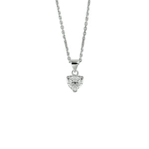 collier hart zirkonia 41 + 4 cm zilver gerhodineerd