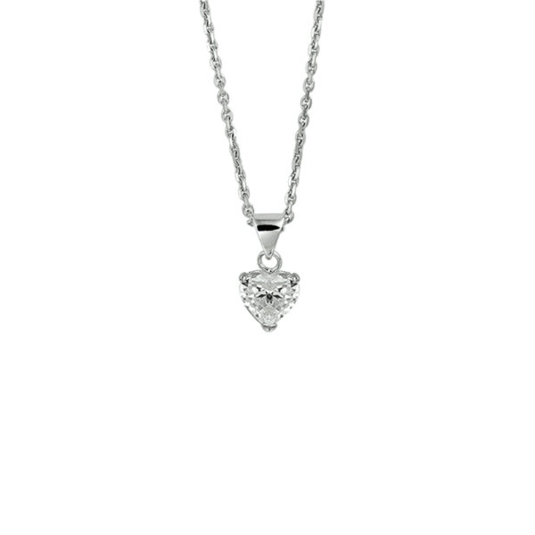 collier hart zirkonia 41 + 4 cm zilver gerhodineerd