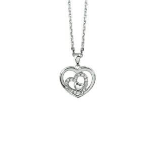 collier hart zirkonia 41 + 4 cm zilver gerhodineerd