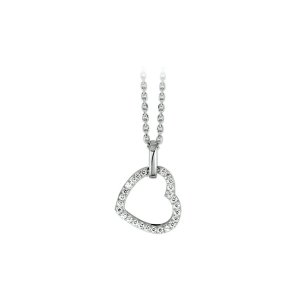 collier hart zirkonia 41 + 4 cm zilver gerhodineerd